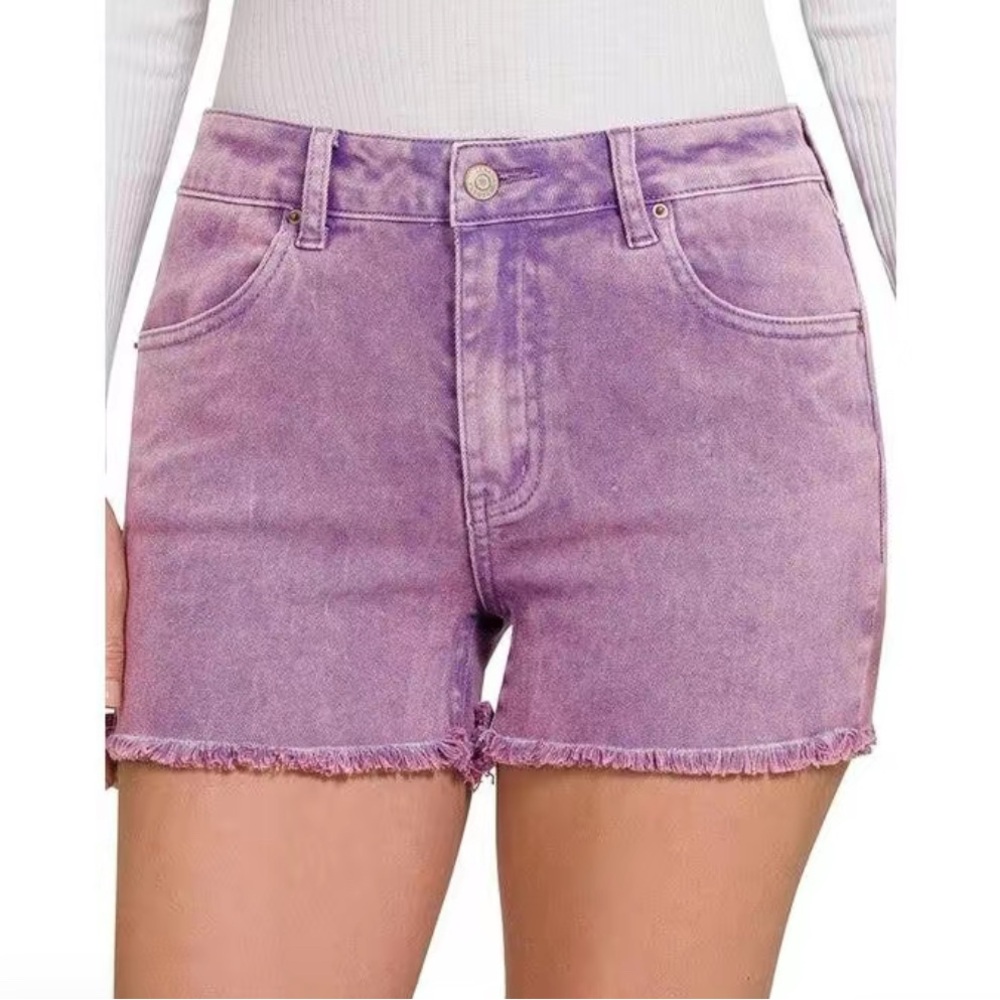 Zenana Outfitters Purple Denim Shorts